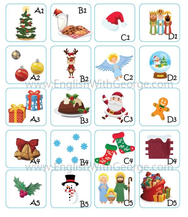 Christmas Bingo - A1 Beginner level vocabulary game 2 Chirstmas Bundle