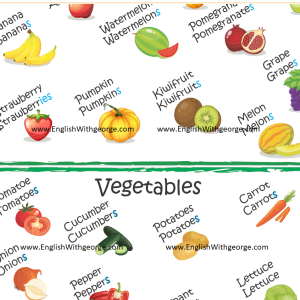 Fruits & Vegetables Flashcards and Worksheets